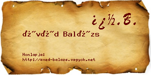 Ávéd Balázs névjegykártya
